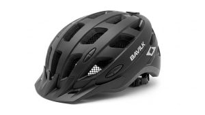 Black Bavilk multi-sport helmet with adjustable dial and ventilation vents on white background