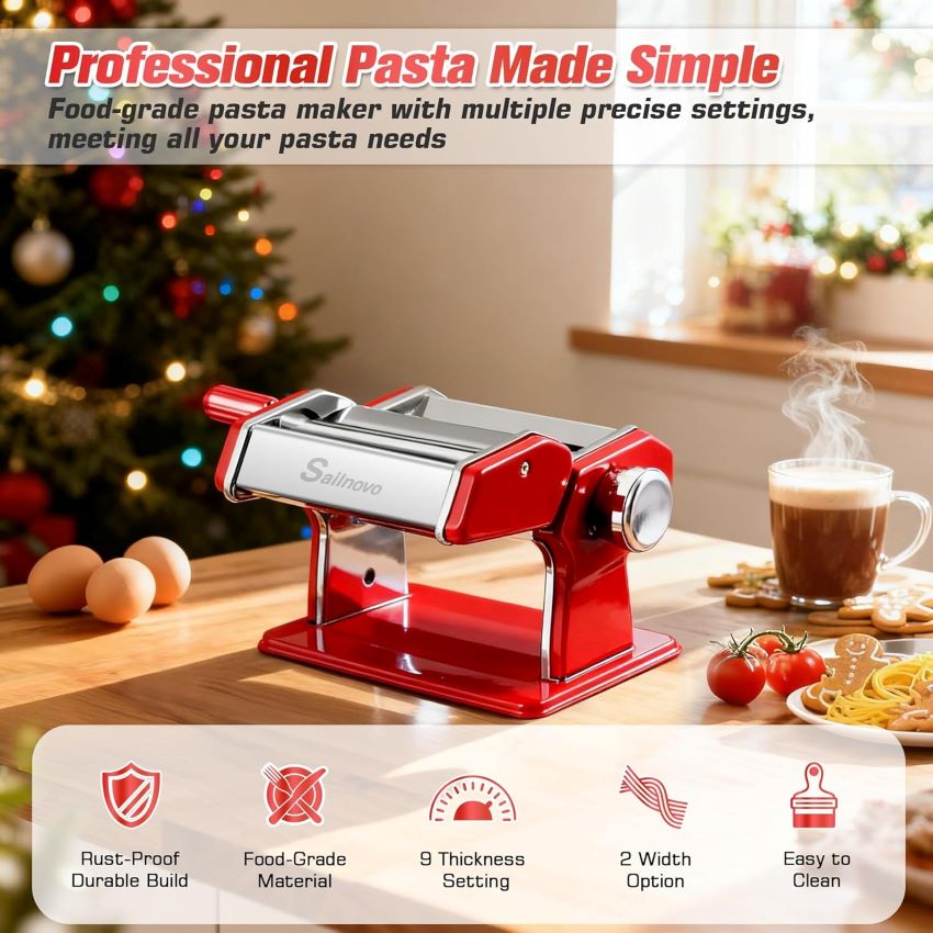 Sailnovo pasta maker with fresh homemade pasta noodles