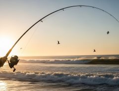 Long casting surf rod setup for distance surf fishing