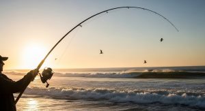Long casting surf rod setup for distance surf fishing