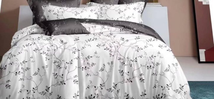 Affordable queen bed sheets and comforter set on a neatly made modern bed.