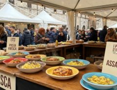 Pasta dishes on display at I Primi d'Italia festival Foligno Italy 2026