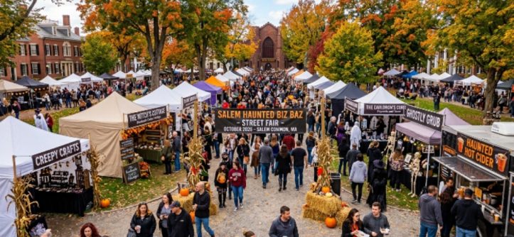 Salem Haunted Biz Baz Street Fair vendors at Salem Common October 2026