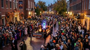Thousands of spectators lining the streets of downtown Salem, Massachusetts, for the 29th Annual Haunted Happenings Grand Parade on October 1, 2026