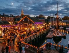 Salem waterfront at Pickering Wharf decorated for October Halloween season 2026