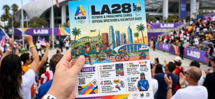 LA28 Olympics 2028 official guide featuring tickets, hospitality packages, schedule, news, and volunteer information